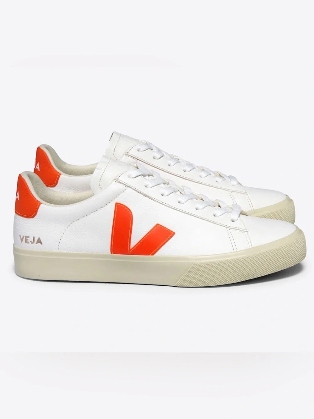 Veja Campo Leather Sneakers, size 10 Orange White